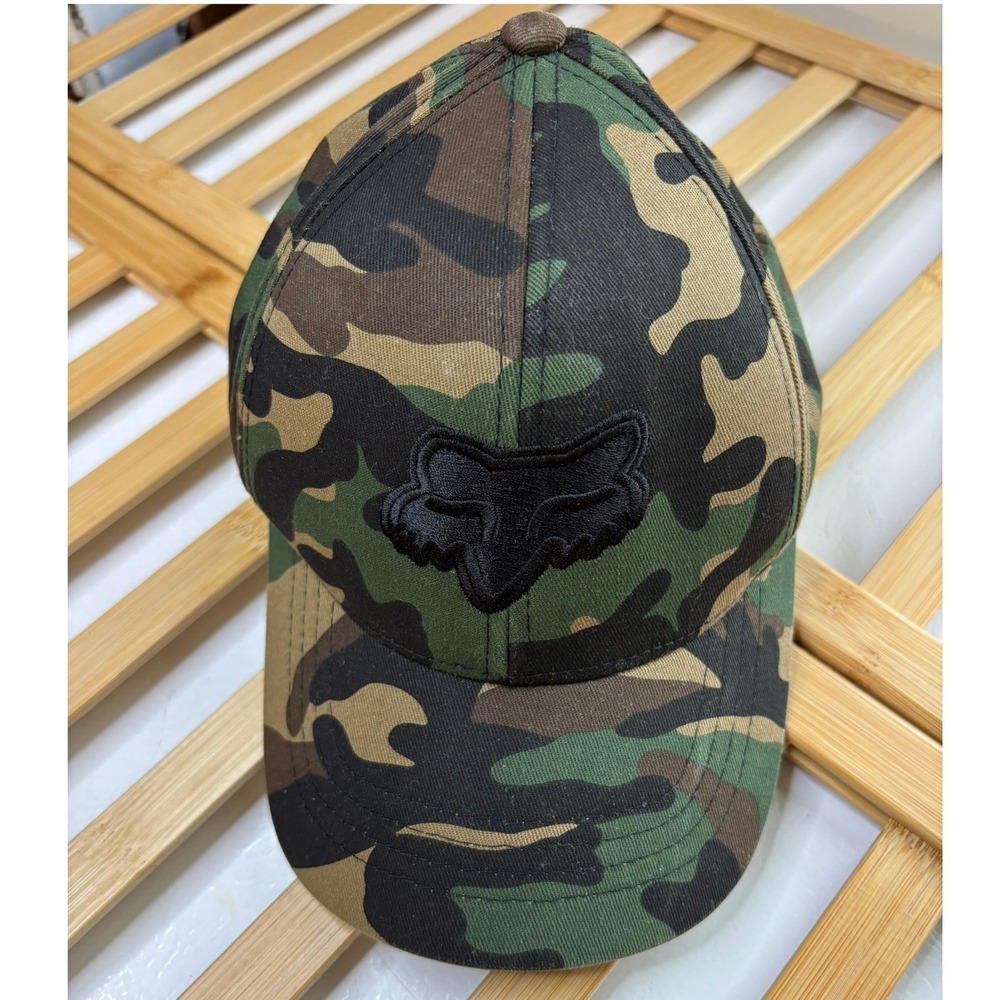 Fox Racing Youth Camo Flexfit Hat Black Embroidered Logo Baseball Cap OSFM